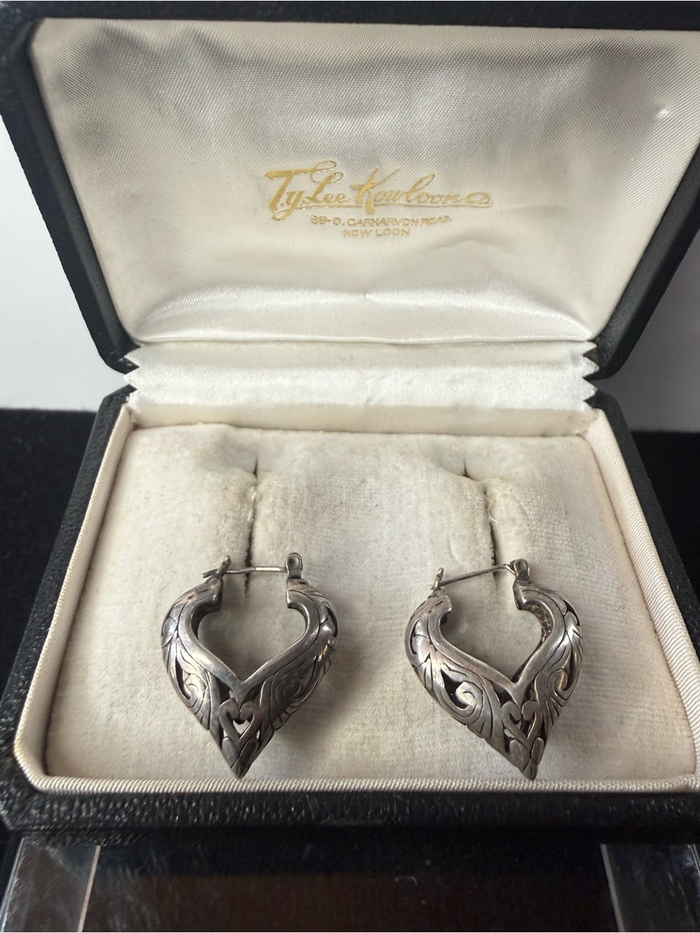 VTG 925 Sterling Silver Heart Stud Hoop Earrings